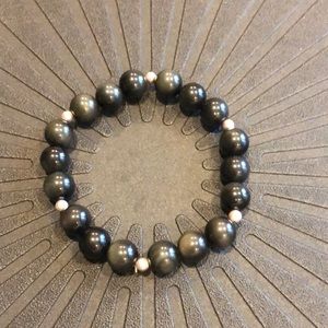 Hand Crafted * Rainbow Obsidian Crystal and Magnetic Bead Bracelet